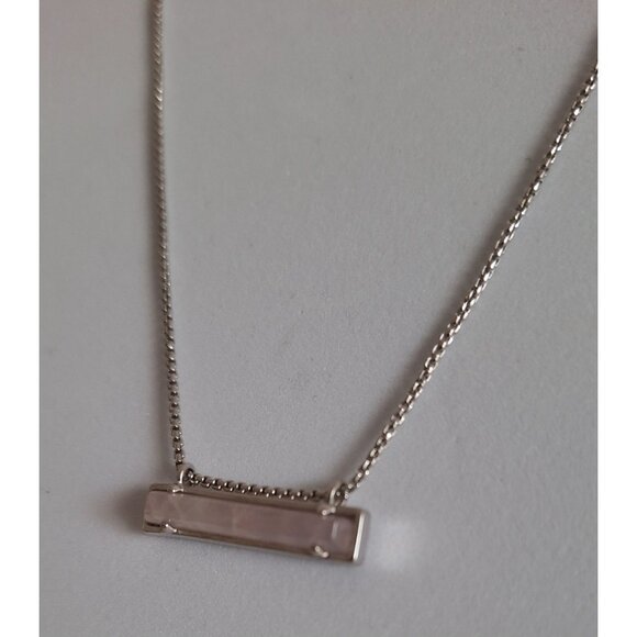 EUC Kendra Scott Leanor Necklace Silver With Rose Quartz Pendant - Picture 5 of 10